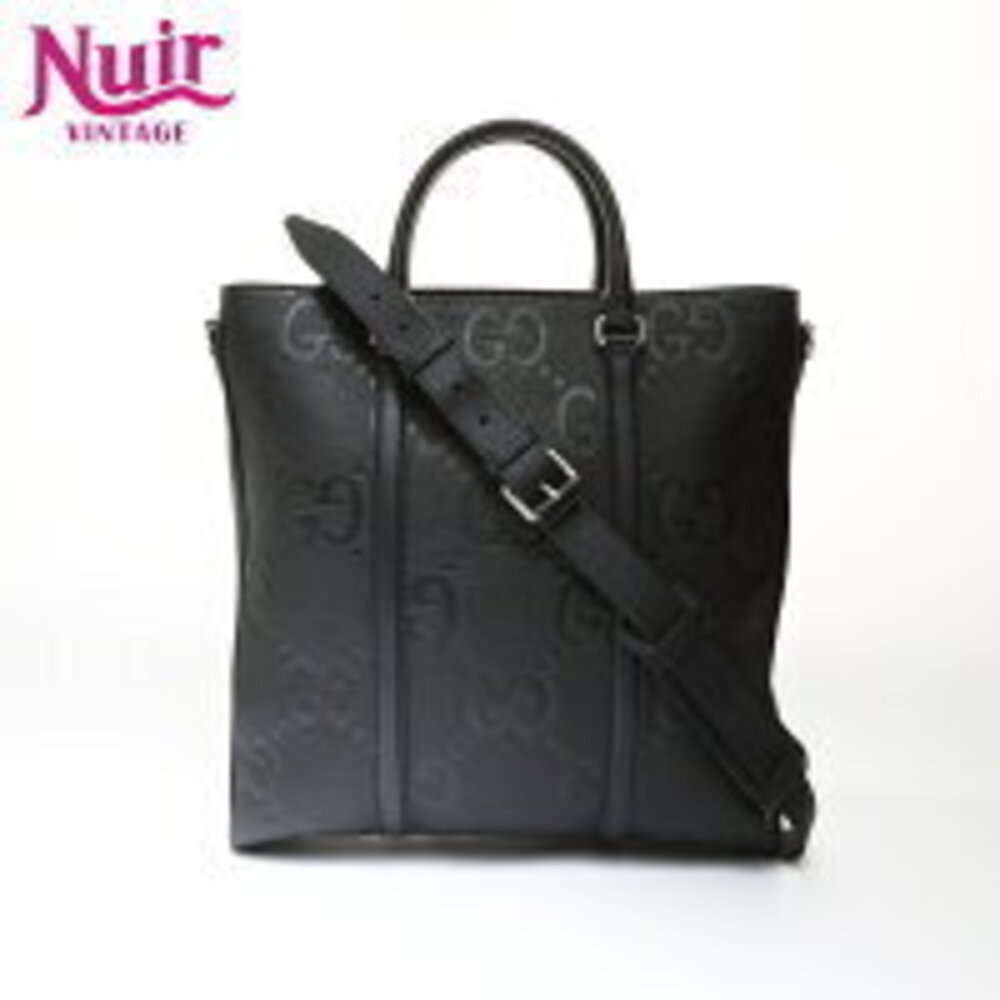 Gucci Jumbo GG Leather Tote Bag Black